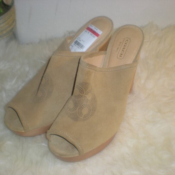 COACH BRAND  Platform  Mule  Sandal   Tan  Size 8B  JANETT - Picture 1 of 7